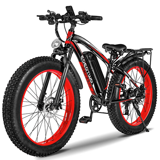 EOEOTWO E01 26" Fat Tire Electric Bike for Adults, 1000W Motor 1500W Peak, 48V 15Ah Battery, 34 MPH Max Speed, Up to 60 Miles Long Range