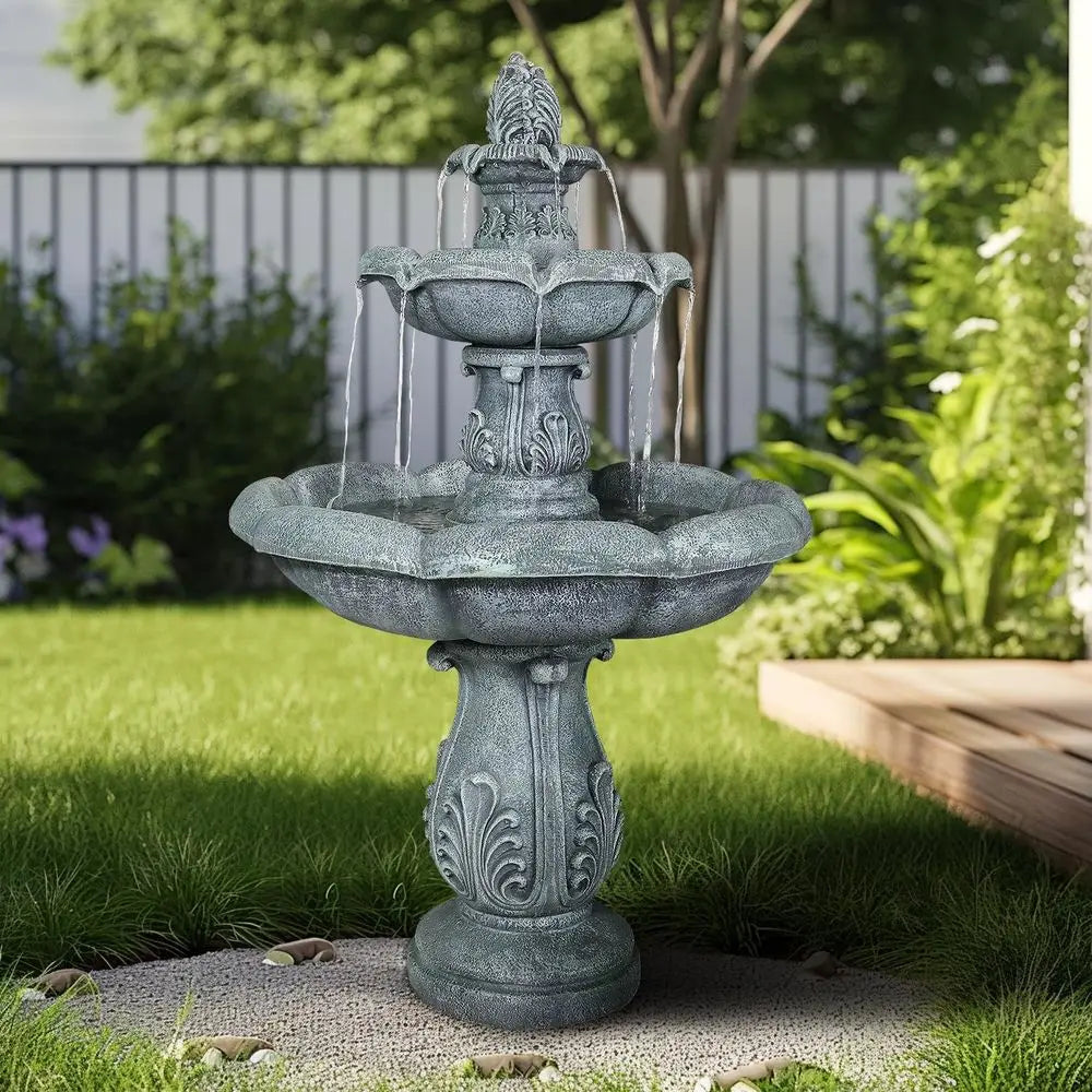 48 Outdoor 3-Tier Pagoda Fountain with Pump for Garden, Patio, Backyard, Deck, Lawn, Porch, Concrete Fountain or Bird Bath