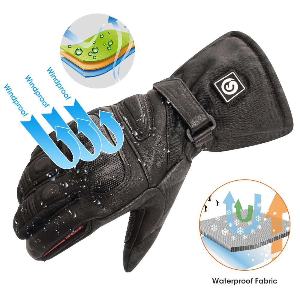 Waterproof Tactical Winter Gloves Men Warm Heating Gloves Touchable Thermal Riding Motorcycle Winter Gloves Women Goatskin Soft