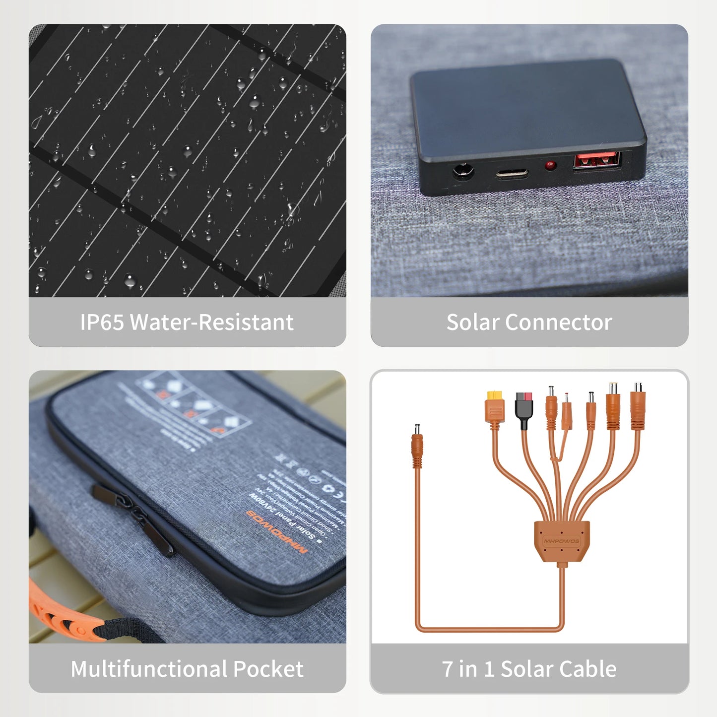 MHPOWOS 40W Foldable Solar Panel With 5V USB Charger For Outdoor Camping