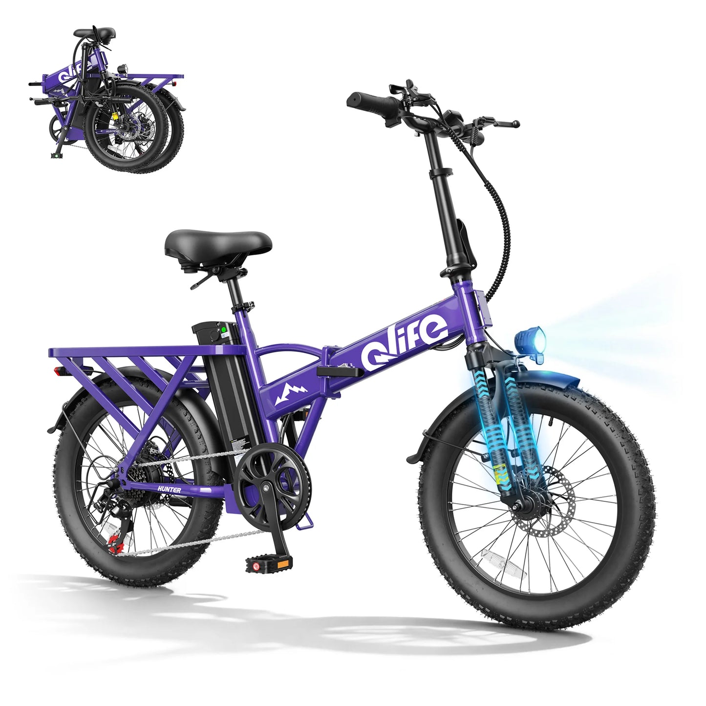 Qlife 20"×3" Fat Tire Foldable Ebike, 1200W Peak Motor 48V 13.5Ah Battery, 28MPH 65Mi Long Range Electric Bicycle