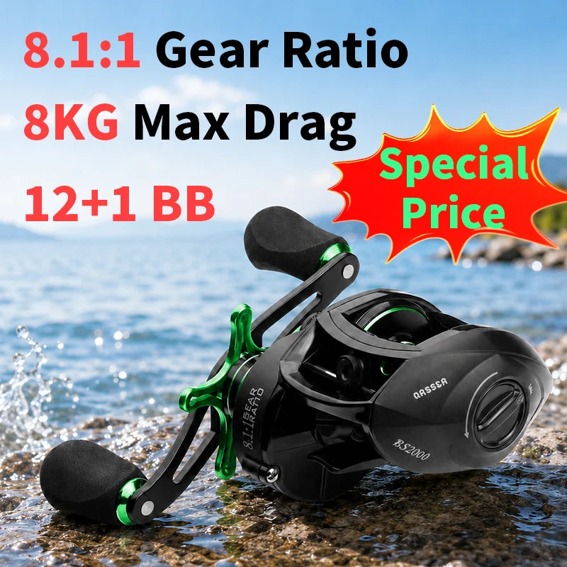 CHILENT Baitcaster Reel Fishing Wheel 12+1BB 8.1:1 Gear Ratio 8Kg Max Drag For Freshwater Saltwater Special Price Iteam