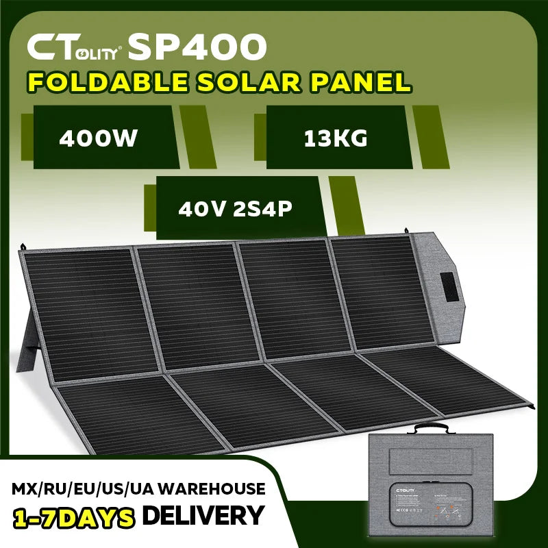 CTOLITY SP400 400 Foldable Solar Panel 41V 9.8A Solar Generator for Power Station Off Grid Outdoor Power Supply RV, Camping