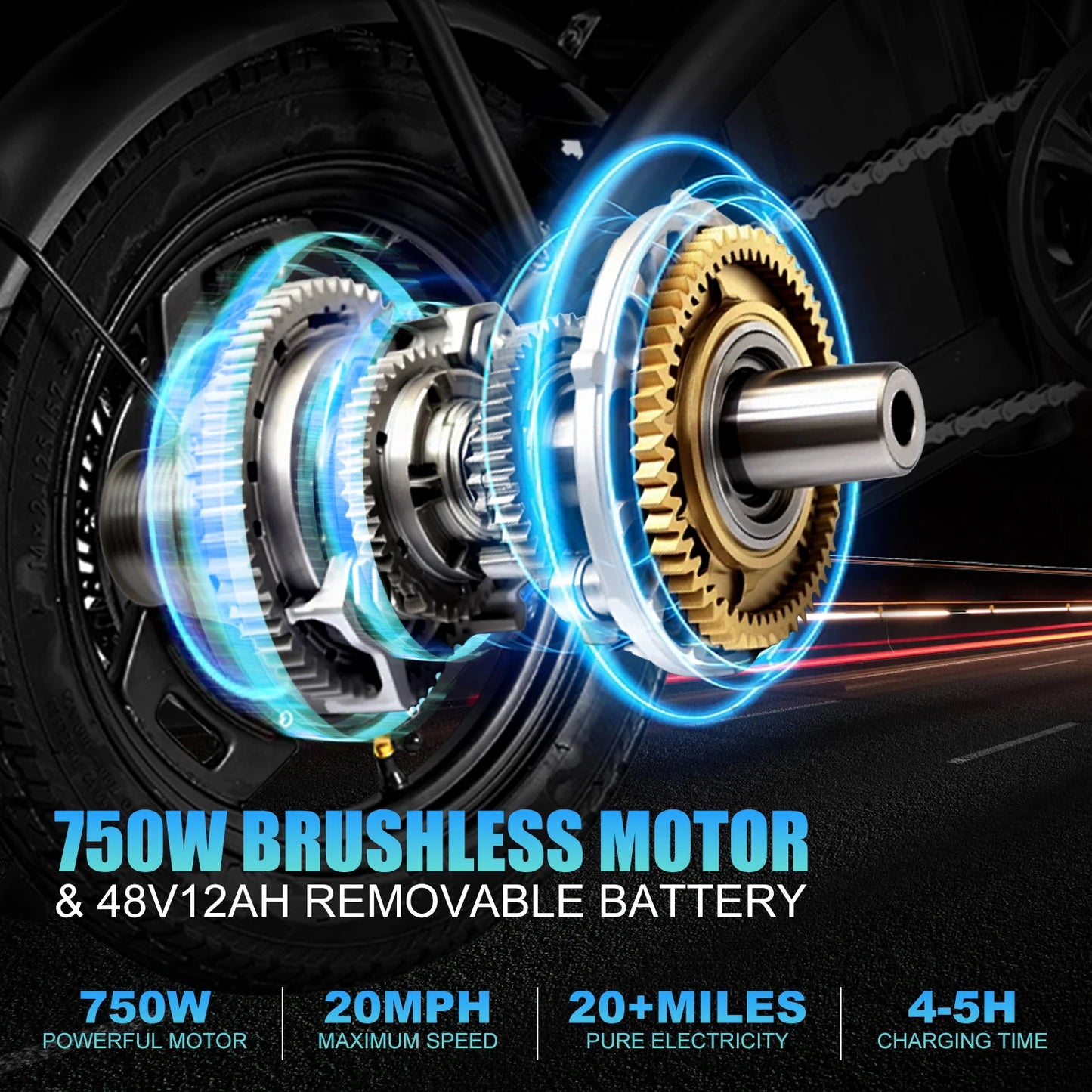 HEZZO T5 14Inch Folding Electric Bike for Adult Commuters 48V 350W 20MPH 18-22 Miles Range Disc Brake Lightweight E-bike
