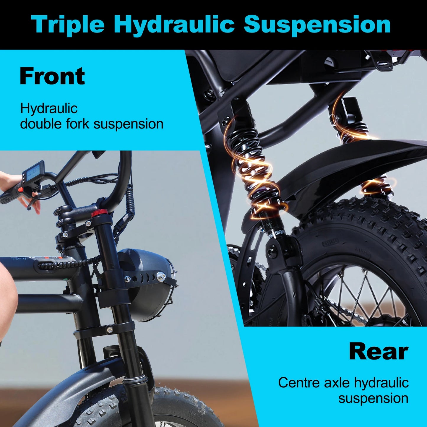 AVDLEU Mountain Electric Bike Fat Tire Ebike With Front Fork Suspension