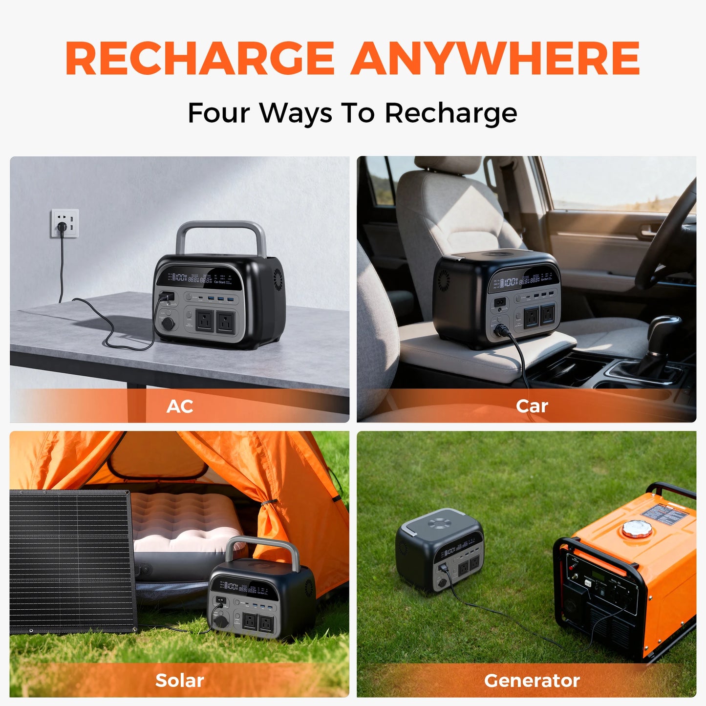 CTOLITY 500W Portable Power Station 345.6Wh Solar Generator LiFePo4 Batteries AC 220V Energy Storage Supply Camping 2PCS AP400