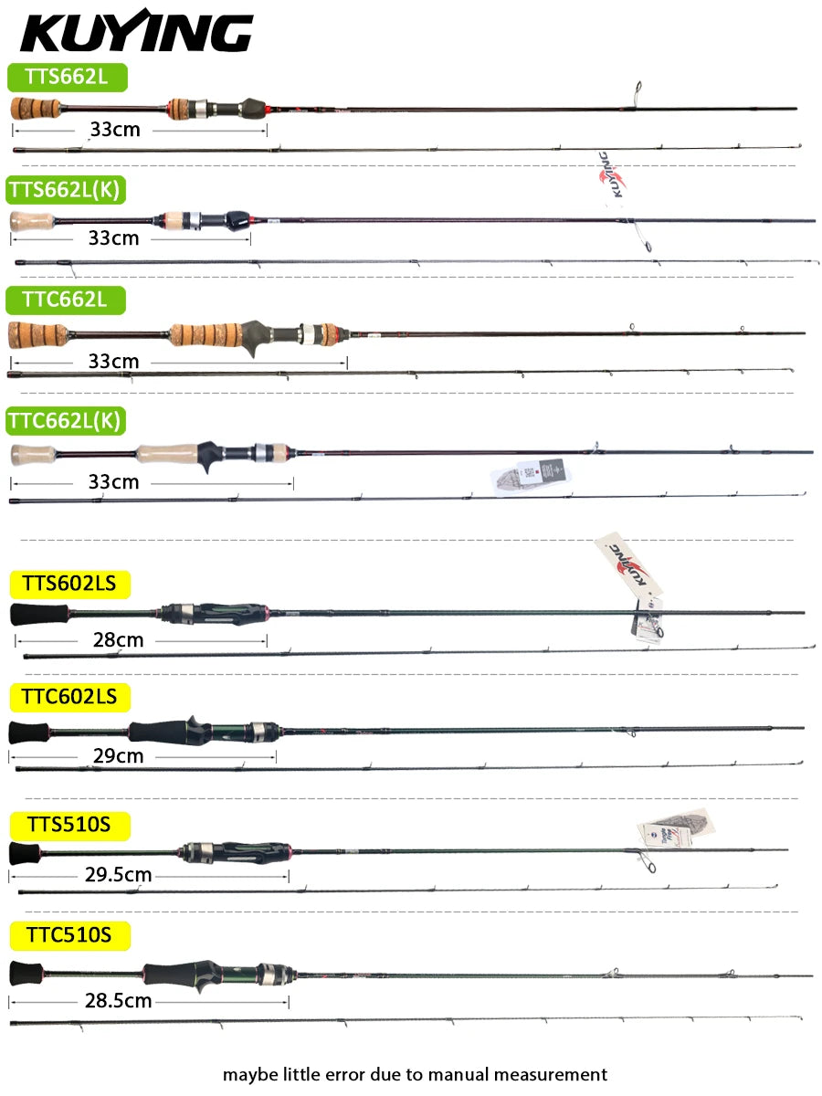 KUYING TETON Spinning Casting Rod For Fishing Lure Rods BFS Pole Carbon 0.8-8g 1-8lb FUJI Parts Baitcaster