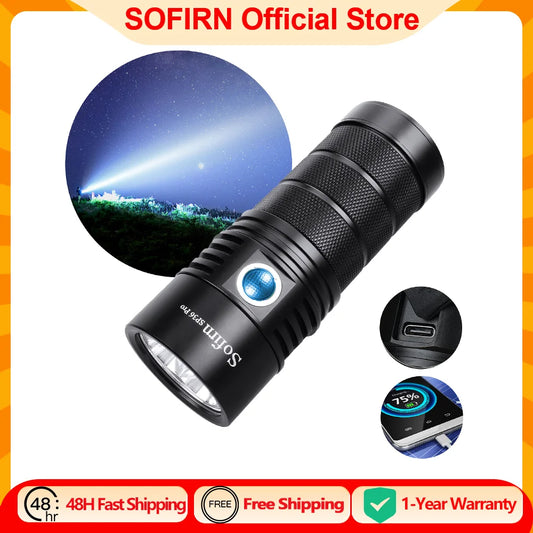 Sofirn SP36 Pro 8000lm Powerful LED Flashlight  4*SST40 USB C Rechargeable 18650 Torch