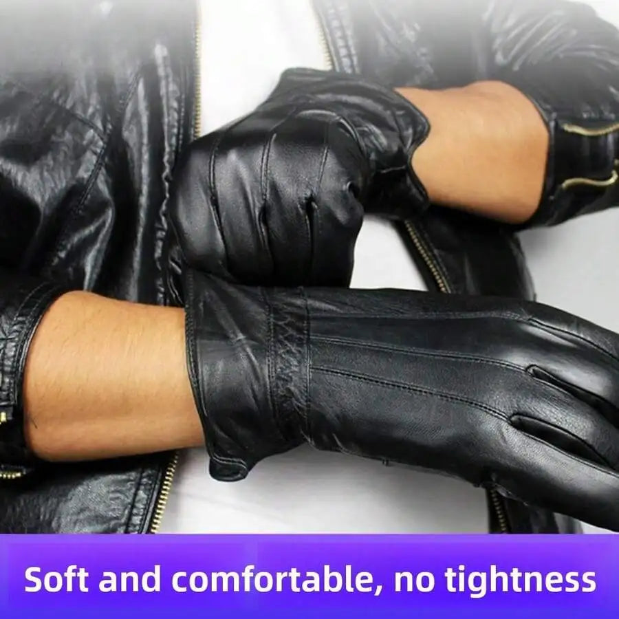 Winter Cycling & Skiing Sheepskin Thermal Gloves, Touch‑Screen Compatible, Windproof And Rainproof, Genuine Leather, Soft Textur