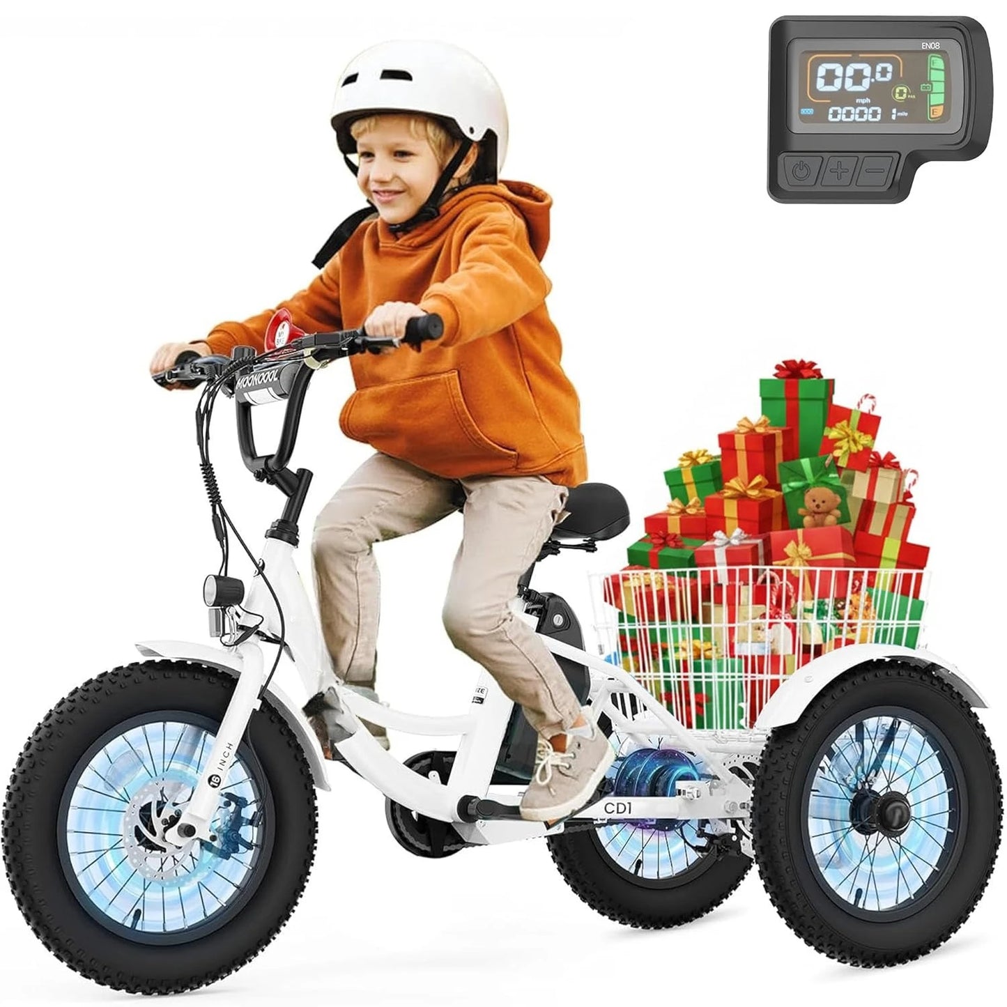 Youth Electric Trike 250W Three-Wheel Fat Tire Aluminum Frame