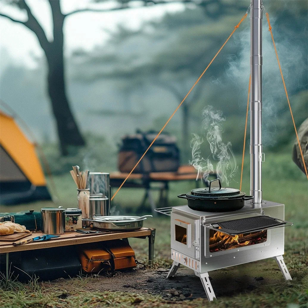 Unho Portable Wood Burning Stove for Outdoor Heating and Cooking