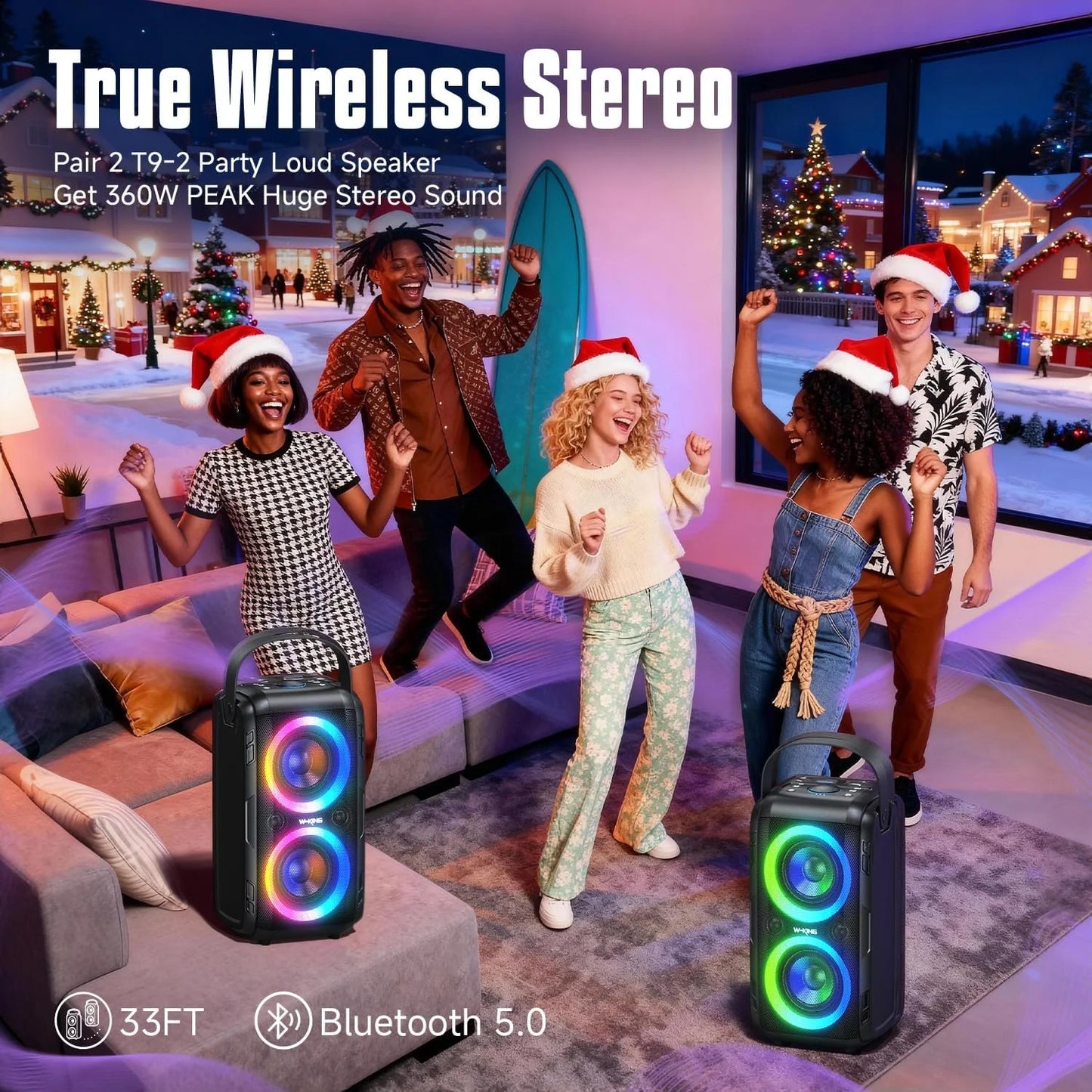 W-KING 180W Peak Party Large Bluetooth Speaker Bigest Boom Box Portable Wireless Removable Battery With Subwoofer USB Playback