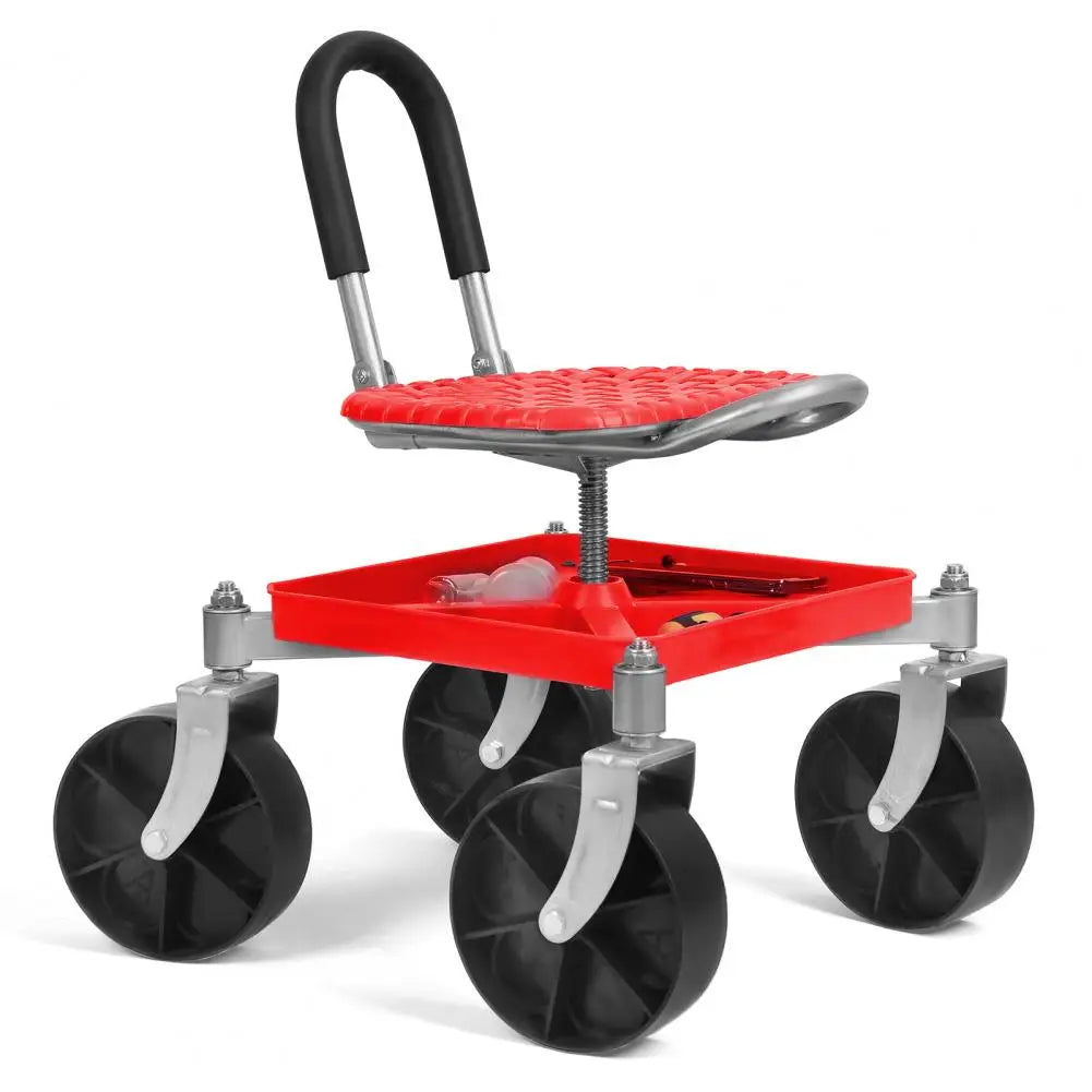 360 Degree Swivel Gardening Stool with Tool Tray Gardening Rolling Seat Height Adjustable Rolling Garden Cart Rolling Work Seat