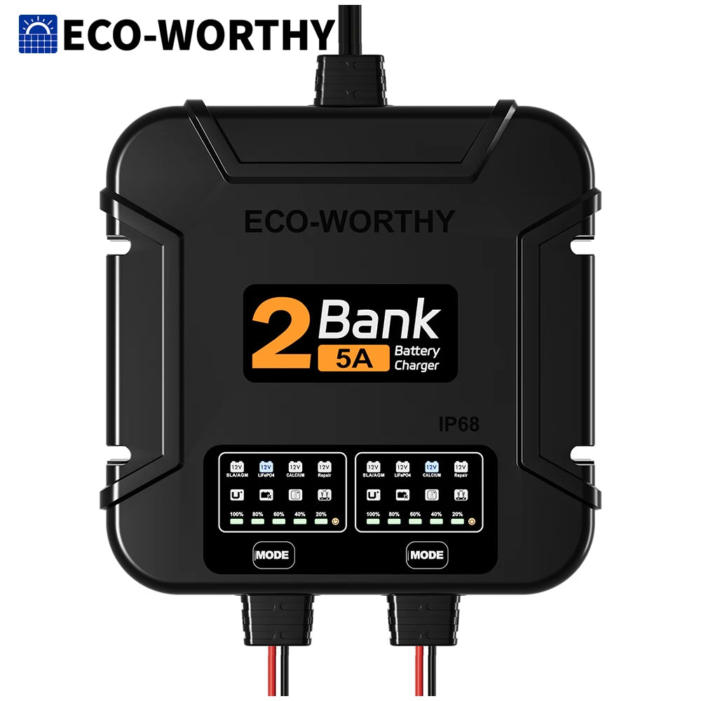 Eco Worthy Dual Bank Marine Battery Charger 12V 10A