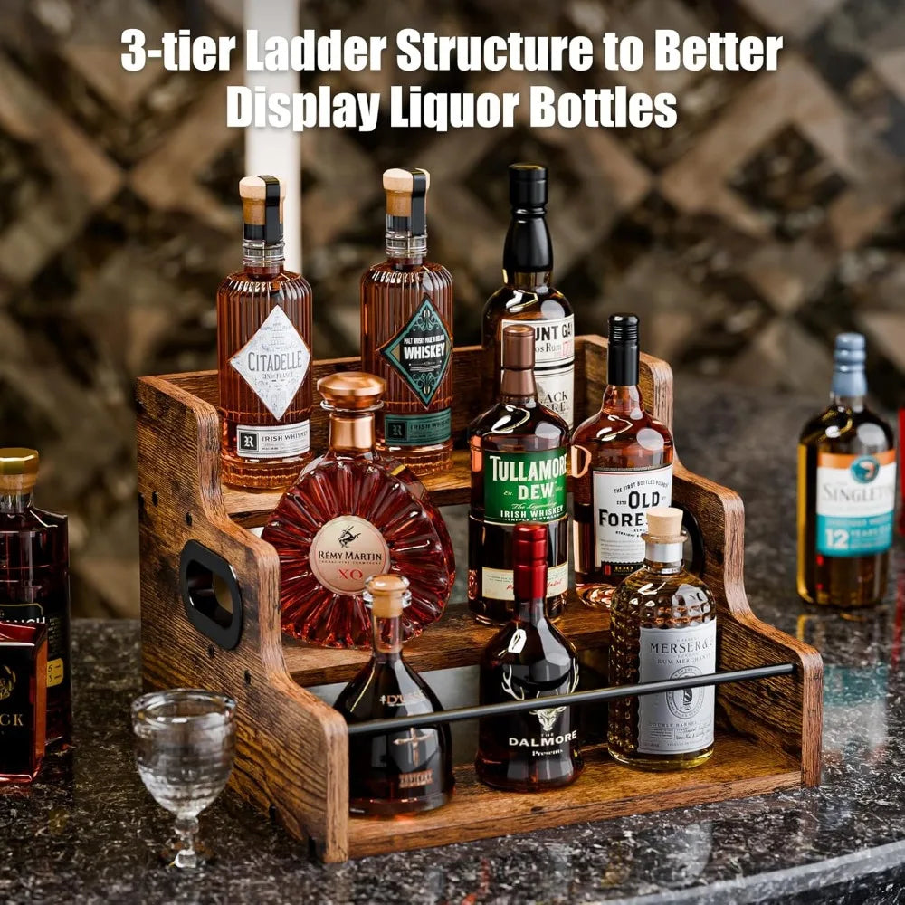 NBVCX Three Tier Countertop Liquor Display Shelf And Syrup Organizer