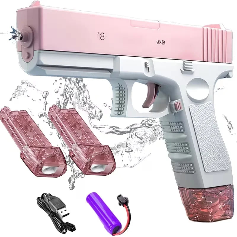 Electric Water Gun Toy With Continuous Firing And Dual Magazines