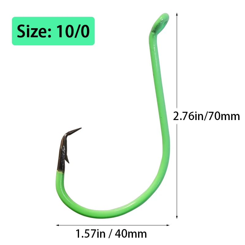 20Pcs Glow in Dark Circle Hooks Saltwater Offset Fishing Hooks for Catfish Bass Trout, Available in 7 Sizes (1/0 to 10/0)
