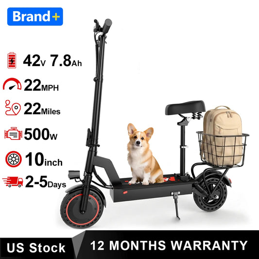 Aovopro 500W Foldable Adult Electric Bike with Solid Tires