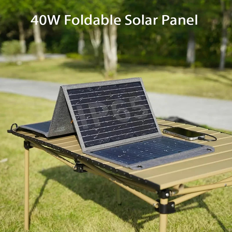 MHPOWOS 40W Foldable Solar Panel With 5V USB Charger For Outdoor Camping