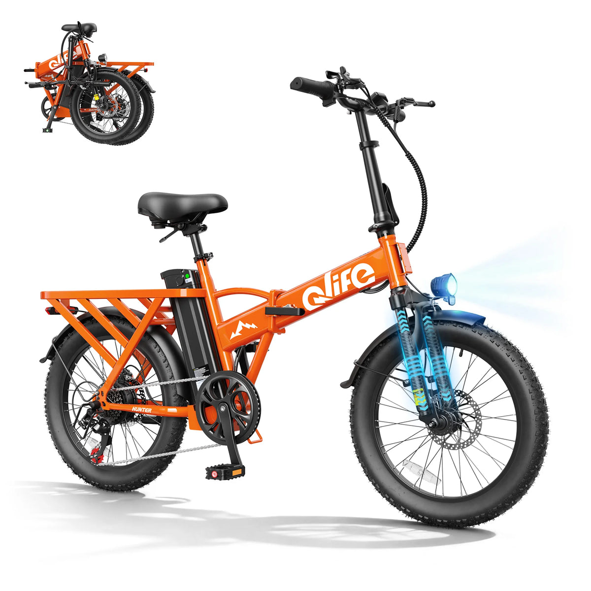 Qlife 20"×3" Fat Tire Foldable Ebike, 1200W Peak Motor 48V 13.5Ah Battery, 28MPH 65Mi Long Range Electric Bicycle