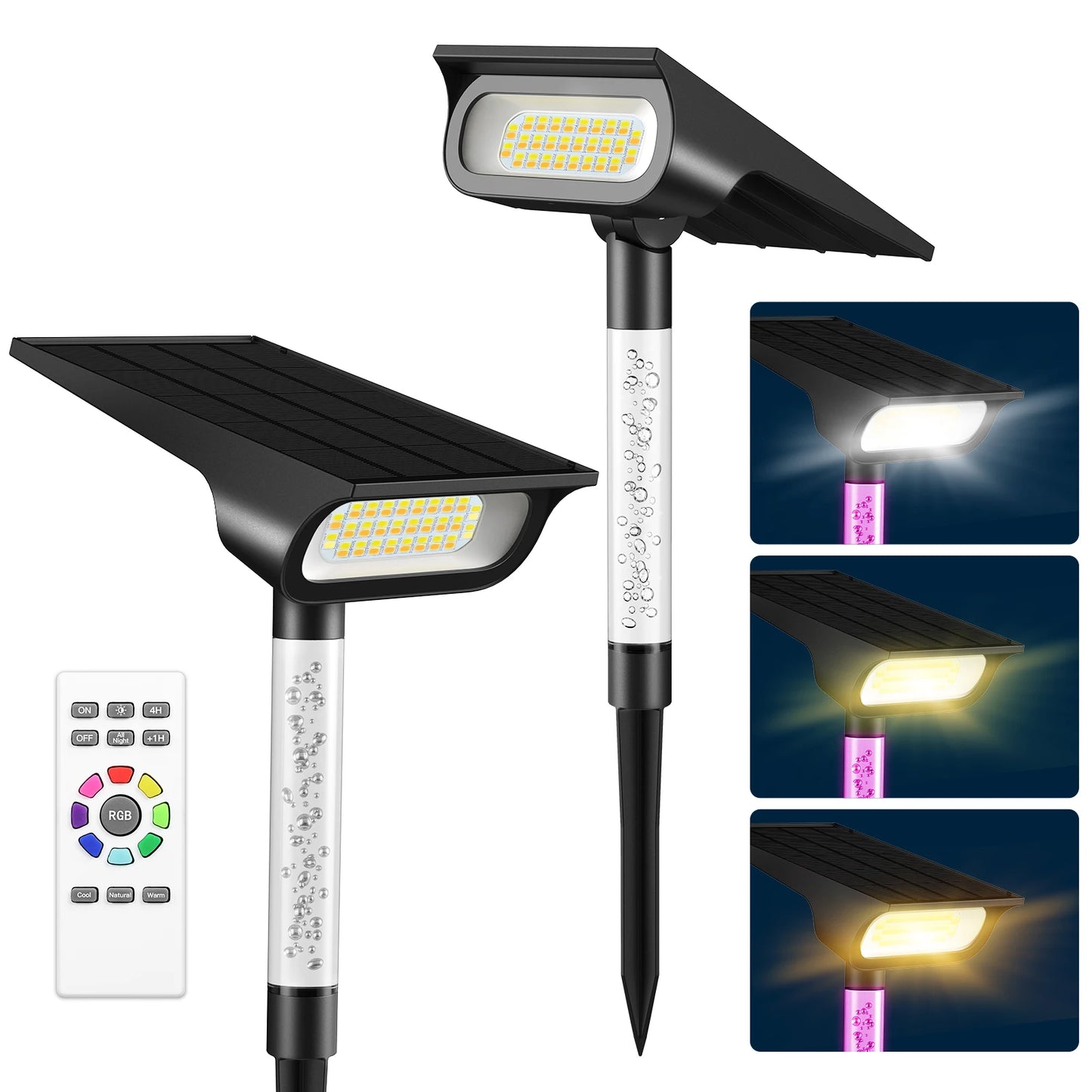 Intelamp 3 Color Modes Solar Spot Lights Garden Landscape