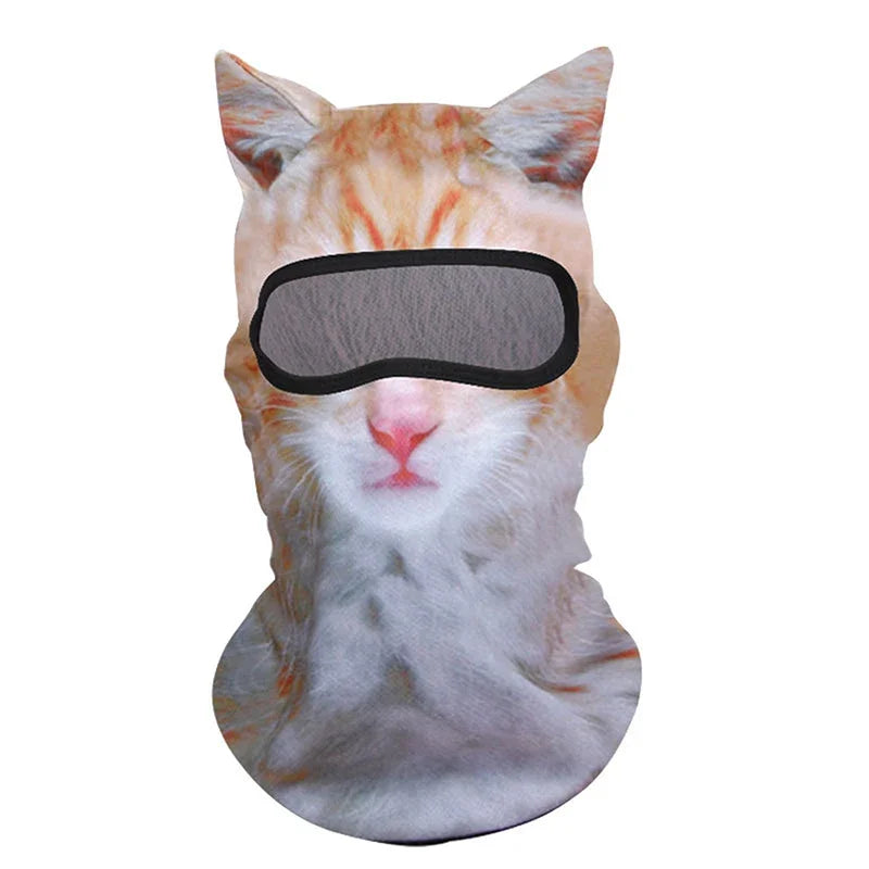 3D Cat Ski BalaclavaAnimal Face Covering Full Face Hood Masque Cute AnimalBalaclava Motorcycle Motocross Ski Snowboard Hat
