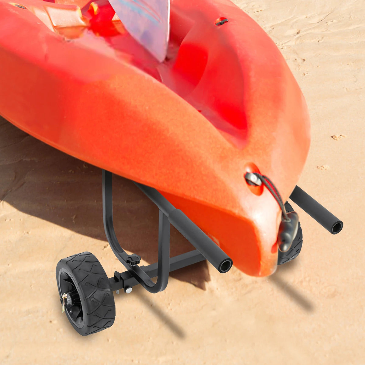 Boat Dolly Cart Kayak Canoe Transport Carrier 100kg Heavy Duty Stainless Steel Folding Trailer with 8in Beach Wheels Adjustable Width Security Straps for Fishing Small Sailboat SUP