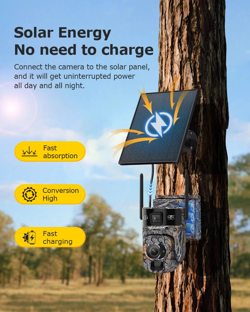 INQMEGA 12MP Solar Camera With 60X Optical Zoom Outdoor PTZ