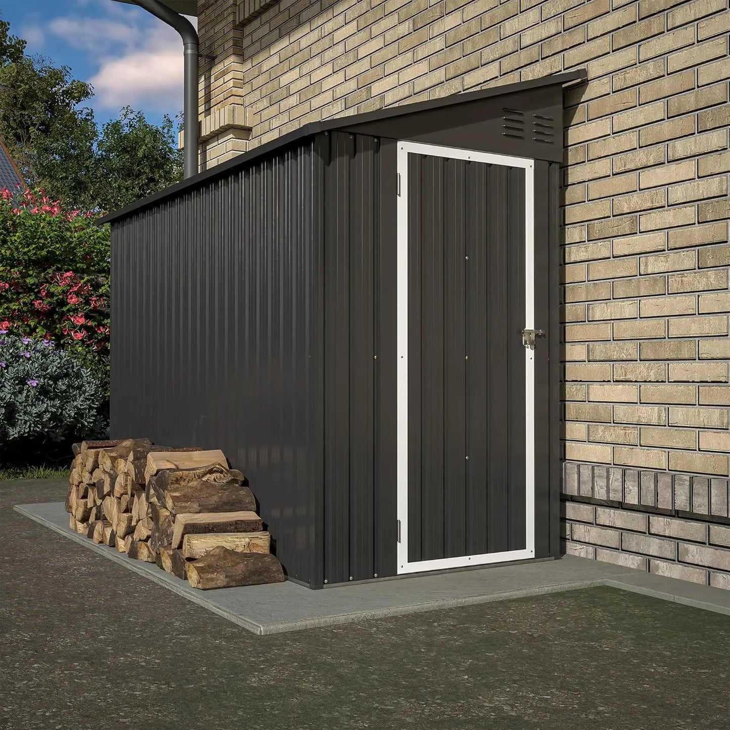 Metal Lean-To Storage Shed Outdoor Garden Cabinet