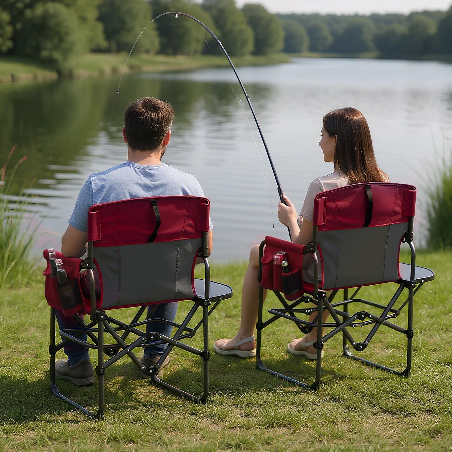 Hismiss Heavy Duty Folding Directors Chair With Cup Holder