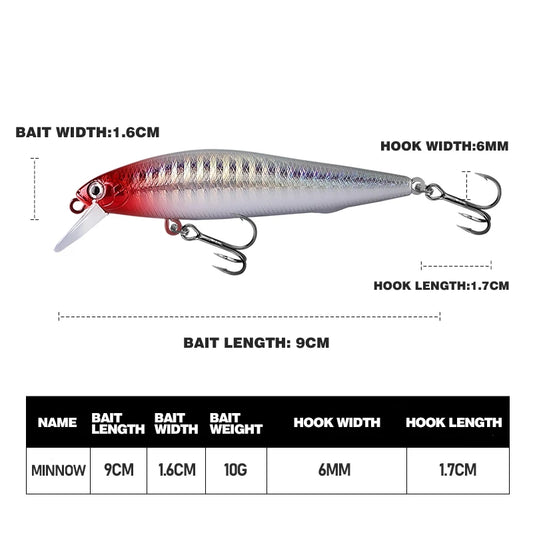 TAIYU Long Casting Sinking Minnow Fishing Lure Kit for Bass
