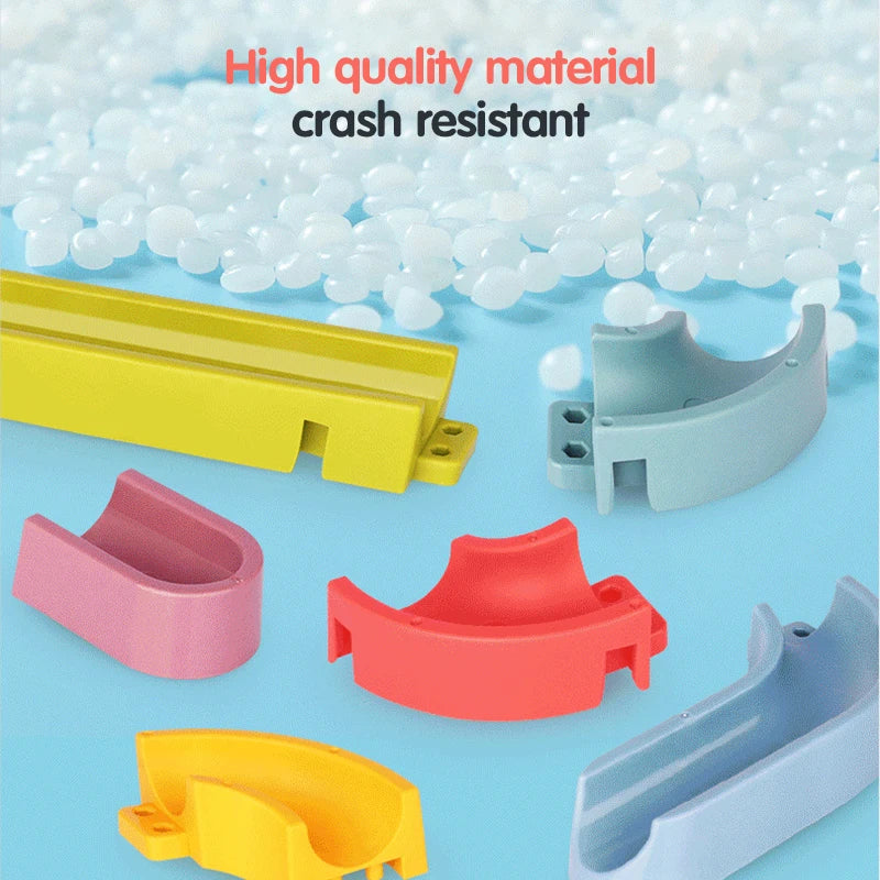 DIY Marble Race Run Bath Toys Assembled Track Ball Bearing Slider Bathroom Bathtub Kids Play Water Games Bathing Shower for Baby