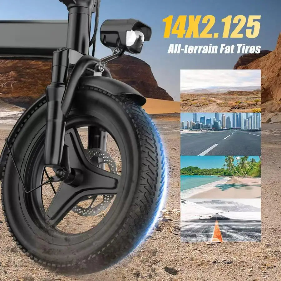 Foldable Adult Electric Bicycle Featuring Multiple Shock Absorbers