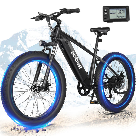 ActBest Ranger Electric Bike for Adults, 26"×4.0" Fat Tire Electric Mountain Bike, Peak 1300W 48V 13Ah,  28MPH 65 Miles  Electric Bicycle, 7-Speed, with Free Bike Lock & Mirror