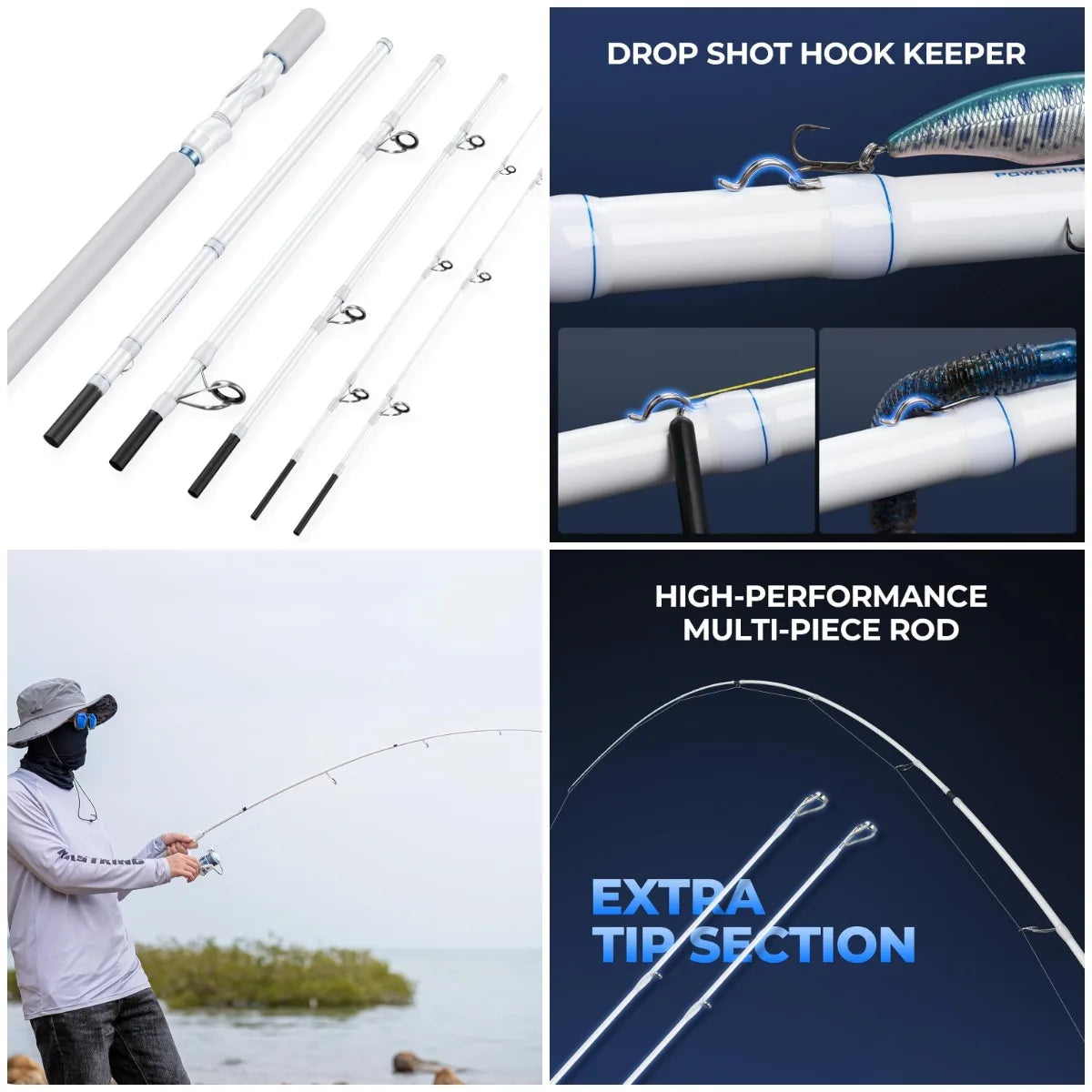 Centron Lite Travel Fishing Rods, Portable 4/5 Piece Spinning & Casting Rods, Extra Twin-Tip, IM6
