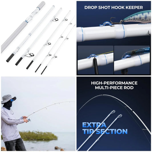 Centron Lite Travel Fishing Rods, Portable 4/5 Piece Spinning & Casting Rods, Extra Twin-Tip, IM6