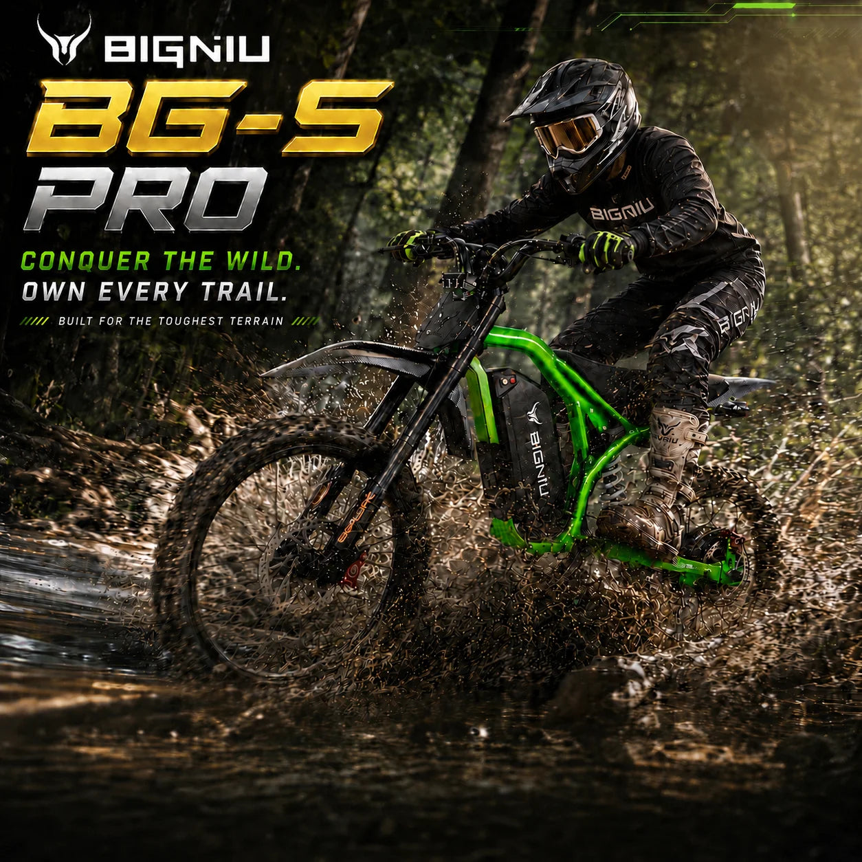 BIGNIU BG-S Pro 3000W Electric Bike for Adults, 40+MPH Fat Tire E-Bike with Full Suspension & Hydraulic Brakes