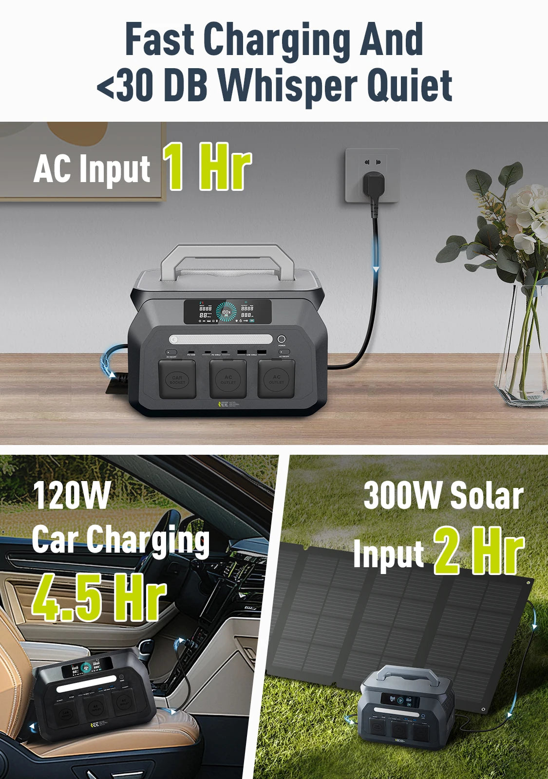 IEE 800W 512Wh LiFePO4 Portable Solar Power Station